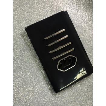 Conjunto Interruptor Quadruplo Simples + Tomada 10a (Especial) 4x2 - Novara Preto Brilhante Cromado